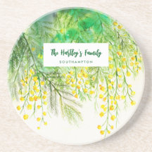 Gelbe Mimosa Floral Aquarellmalerei