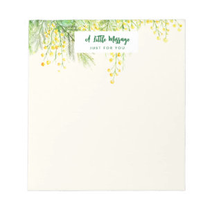 Gelbe Mimosa Floral Aquarellmalerei Notizblock