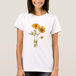 Gelbe Minimalistische Blume T-Shirt