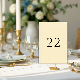 Gelbe minimalistische elegante Hochzeit Tischnummer
