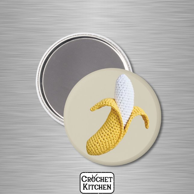 Gelbe Minimalistische Oma Frucht Crochet Banana Magnet (Von Creator hochgeladen)
