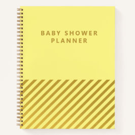 Gelbe Minimalistische Streifen Babyduschplanner Notizbuch