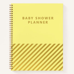 Gelbe Minimalistische Streifen Babyduschplanner Notizbuch