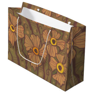 Gelbe mit Augen Blume, Blumenstrauß, olivgrün brau Große Geschenktüte