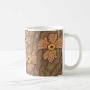 Gelbe mit Augen Blume, Blumenstrauß, olivgrün brau Tasse