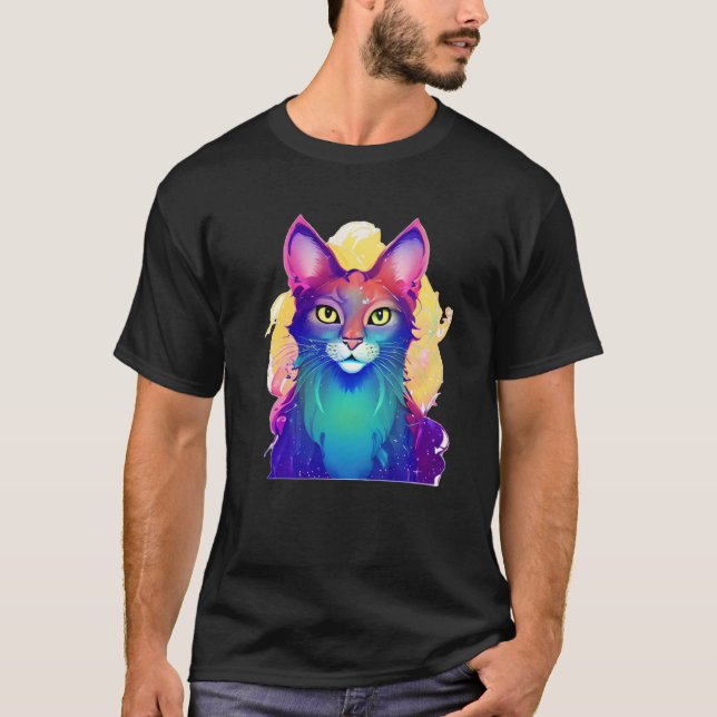 Gelbe Mit Augen Katze T-Shirt (Vorderseite)