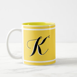 Gelbe Mit Monogramm Zwei-Tone-Kaffee-Tasse Zweifarbige Tasse