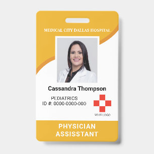 Gelbe Mitarbeiter-Logo-Foto-ID-Karte des Krankenha Ausweis