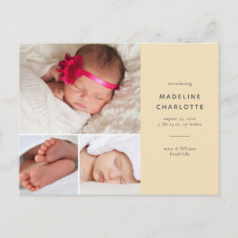 Gelbe moderne Ankündigung der Geburt von mehreren  Postkarte