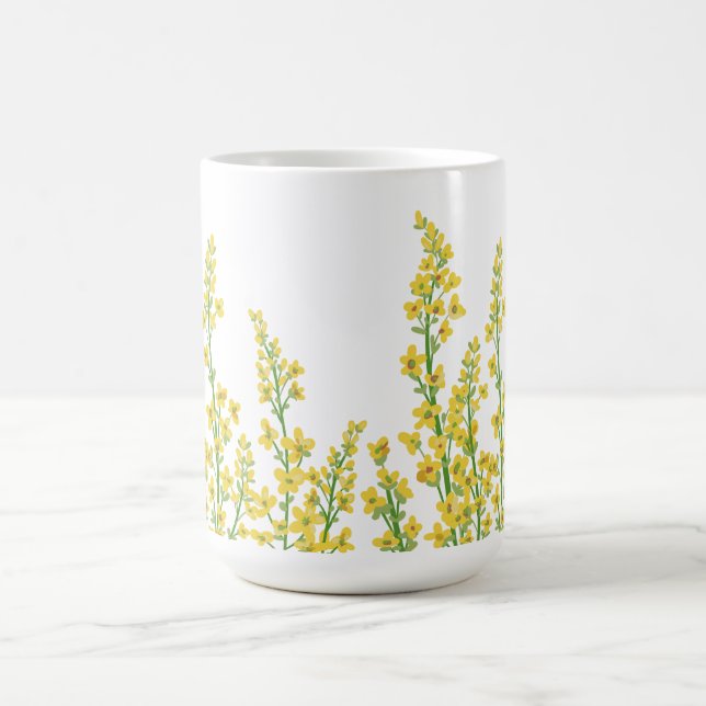 Gelbe, moderne Citrine Blumenblüten Kaffeetasse (Mittel)
