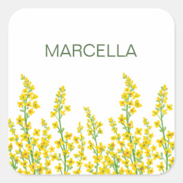 Gelbe, moderne Citrine Blumenblüten Quadratischer Aufkleber