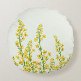 Gelbe, moderne Citrine Blumenblüten Rundes Kissen