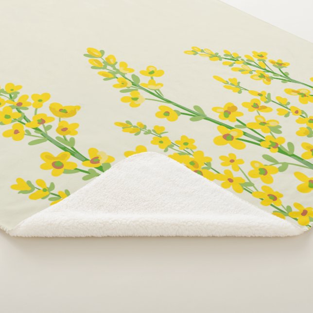 Gelbe, moderne Citrine Blumenblüten Sherpadecke (3/4)