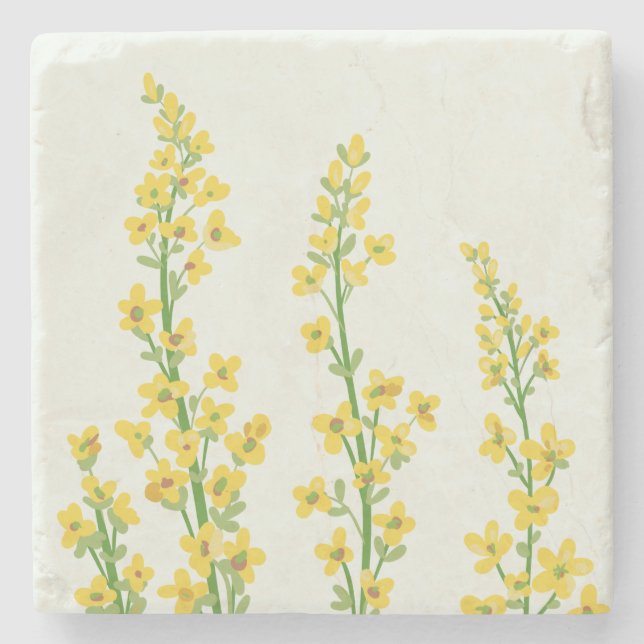 Gelbe, moderne Citrine Blumenblüten Steinuntersetzer (Vorderseite)