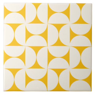 Gelbe moderne geometrische Halbkreise Tile Fliese