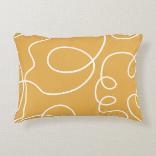 Gelbe, moderne Minimallinien Pinselstriche Dekokissen