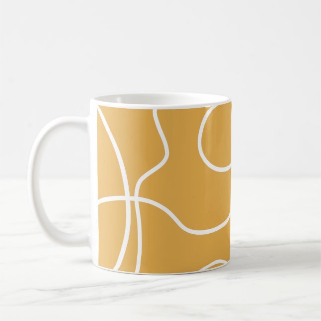 Gelbe, moderne Minimallinien Pinselstriche Kaffeetasse (Links)