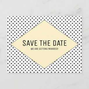 Gelbe moderne Polka Dots Save the Date Ankündigungspostkarte