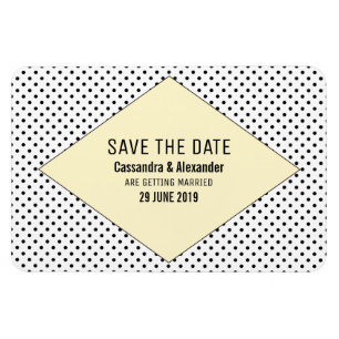 Gelbe moderne Polka Dots Save the Date Magnet