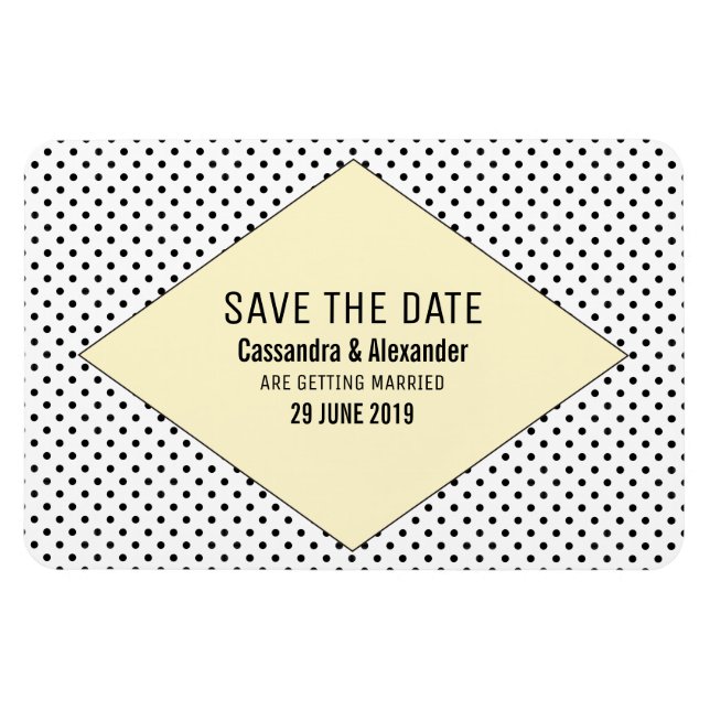 Gelbe moderne Polka Dots Save the Date Magnet (Horizontal)