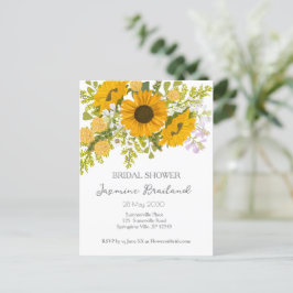Gelbe moderne Sonnenblumen Bouquet-Brautparty Postkarte
