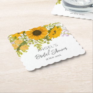 Gelbe moderne Sonnenblumen Bouquet-Brautparty Untersetzer