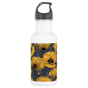 Gelbe Mohn auf der Marine Edelstahlflasche