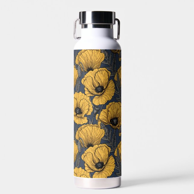 Gelbe Mohn auf der Marine Trinkflasche (Vorne)