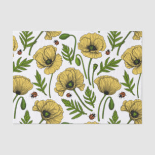 Gelbe Mohn und Ladybugs Seidenpapier