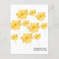 Gelbe Mohnblume Handgezeichnete Dankeschön-Postkar