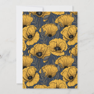 Gelbe Mohnblumen auf Marineblau