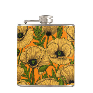 Gelbe Mohnblumen Flachmann