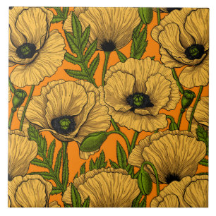 Gelbe Mohnblumen Fliese