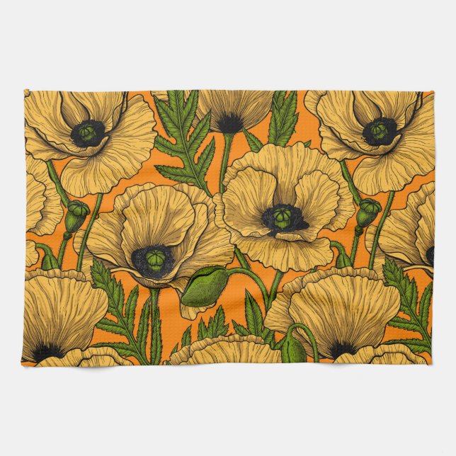 Gelbe Mohnblumen Geschirrtuch (Horizontal)
