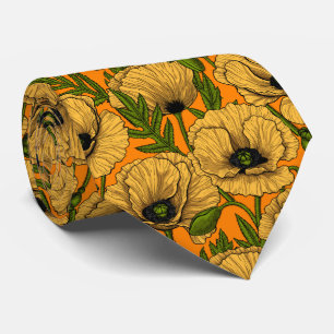 Gelbe Mohnblumen Krawatte