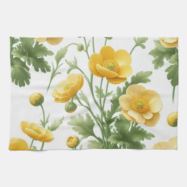 Gelbe Mohnblumen Küchenhandtuch Geschirrtuch (Horizontal)