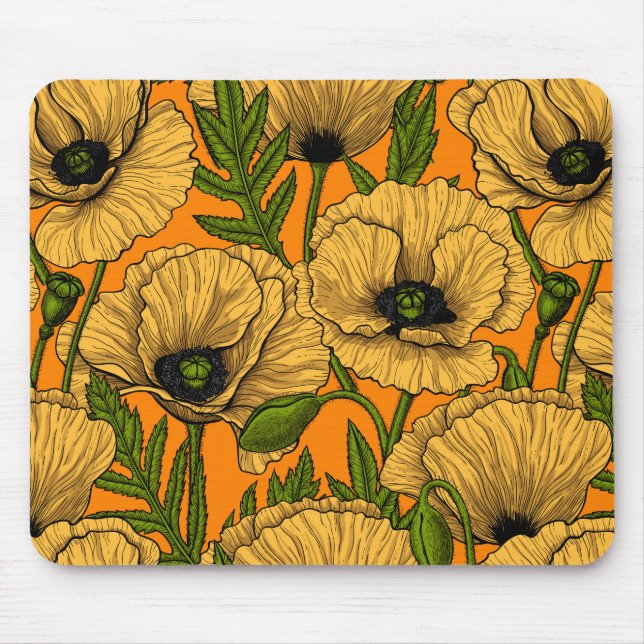 Gelbe Mohnblumen Mousepad (Vorne)