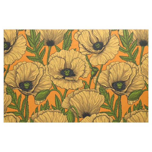 Gelbe Mohnblumen Stoff (Fat Quarter (45,7 x 55,9 cm))