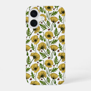 Gelbe Mohnblumen und Marienkäfer iPhone 16 Hülle