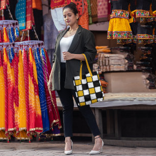 Gelbe monochrome Karos Totbeutel