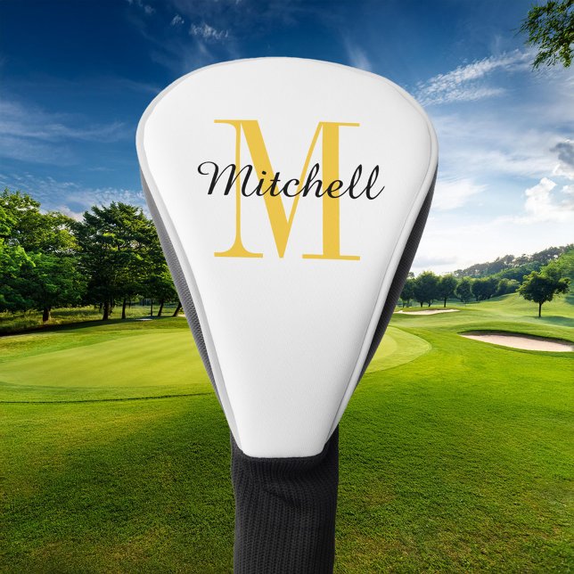 Gelbe Monogramm Initial und Name Personalisiert Golf Headcover (Von Creator hochgeladen)