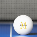 Gelbe Monogramm und Name Personalisiert Tischtennisball<br><div class="desc">Individuell bedruckte Tischtennisbälle,  die mit Ihrem Namen und Monogramm oder mit anderen Texten personalisiert sind. Klicken Sie auf Anpassen,  um Schriftart und Farben zu bearbeiten oder um eigene Texte und Bilder hinzuzufügen,  um ein einzigartiges Geschenk zu erstellen.</div>