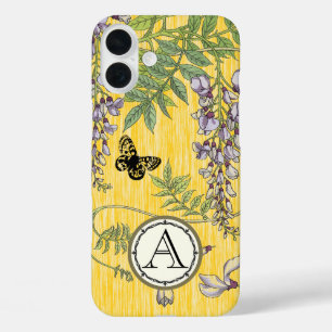 Gelbe Monogramm Vintage Wistria Blume iPhone 16 Plus Hülle