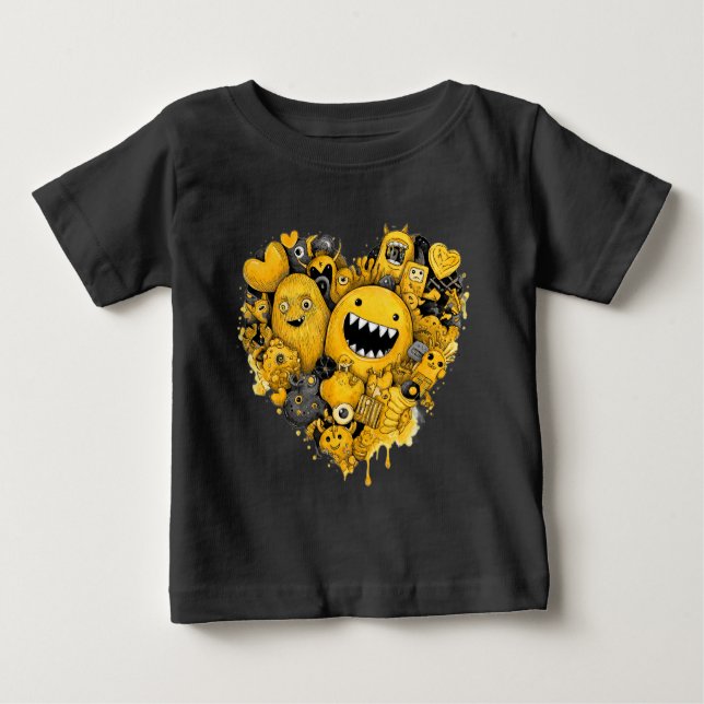Gelbe Monster im Herzen Baby T-shirt (Vorderseite)