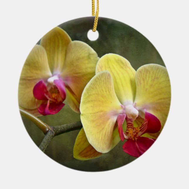 Gelbe Motten-Orchideen - Phalaenopsis Keramikornament (Vorne)