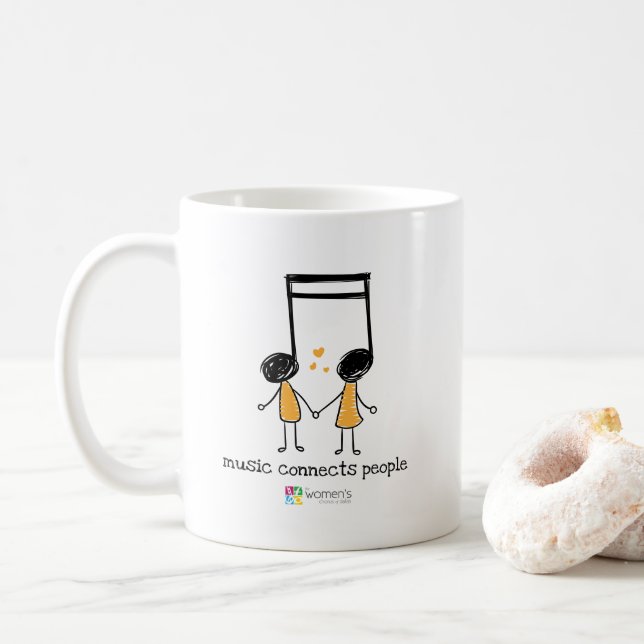 Gelbe Musik verbindet Menschen Kaffeetasse (Mit Donut)