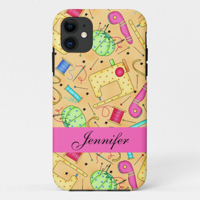 Gelbe Nähbegriffe Kunstname Personalisiert Case-Mate iPhone Hülle (Rückseite)
