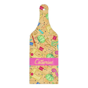 Gelbe Nähbegriffe Kunstname Personalisiert Schneidebrett