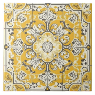 Gelbe Nahtlose Portugiesische Keramik Tile Fliese