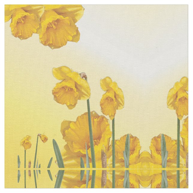 Gelbe Narzisse Daffodil Retro Vintages Aussehen Stoff (Nahaufnahme)